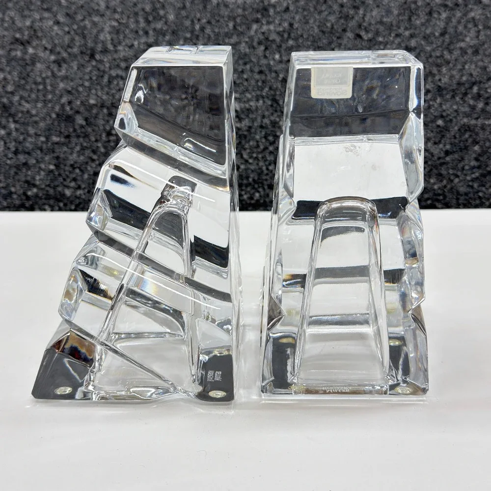 Miller Rogaska Crystal Legacy Bookends Handmade Slovenia 5.5 Inch Pair 5709-2022